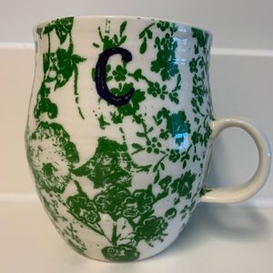 Anthropologie “c” Boho Floral Mug